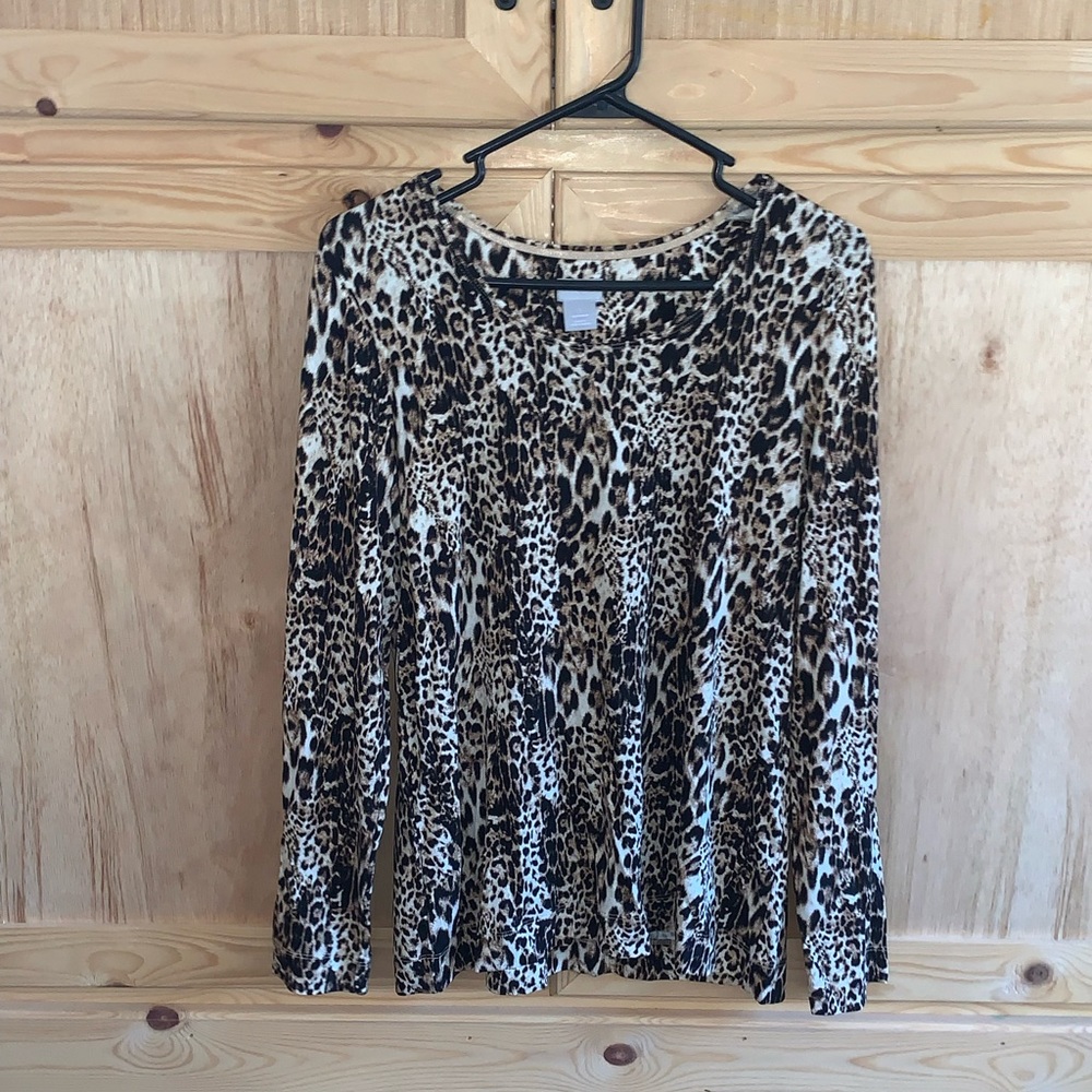 Chico’s cheetah leopard printed shirt size 1 (US M)